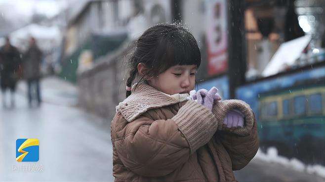 威海：飞雪如期而至，市民游客赏景玩雪