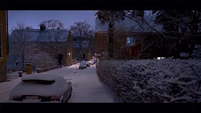 “原来芬兰夜里的雪 是思念你的颜色”