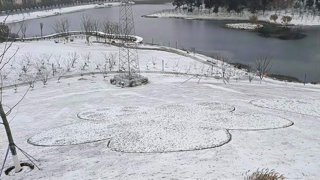 清晨桃湖公园雪景