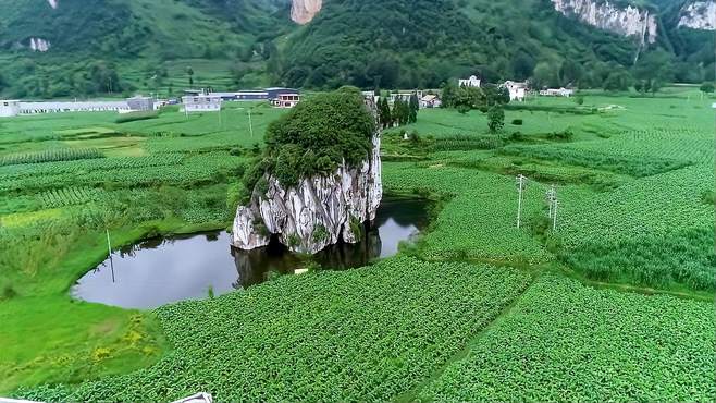 贵州山村发现一天然大白菜，拔地而起，湖水环绕，宛如天外来客！