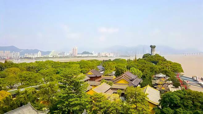 浙江温州市江心屿一千多年古塔航拍赏析