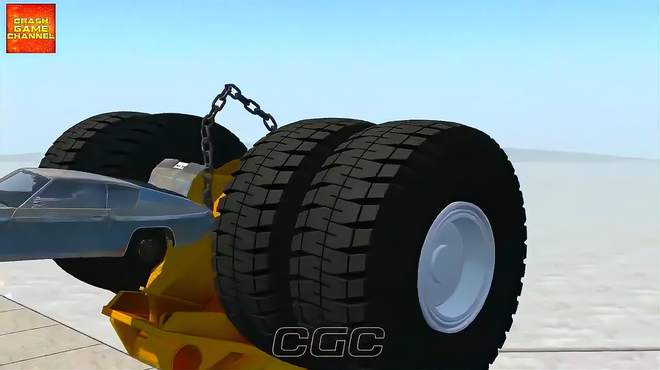 BeamNG：3层楼高的超巨型卡车拉动汽车前行，会有什么结果？