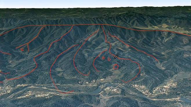 山水自由情，大地腰中落，卫星地图画山水