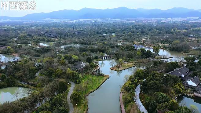 中国“十大魅力湿地”之一，杭州西溪公园航拍