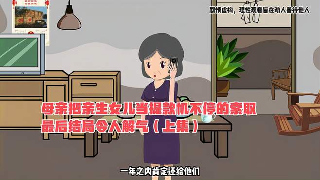 母亲把亲生女儿当提款机不停的索取，结局令人解气